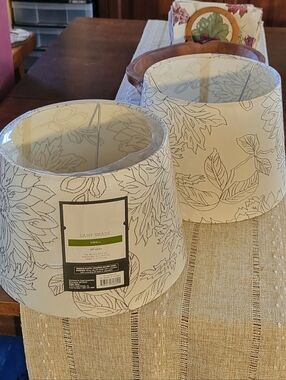 2 Toile Stitch Lamp Shade  Threshold Linen Drum Slip Uno Fitter for Small Lamp